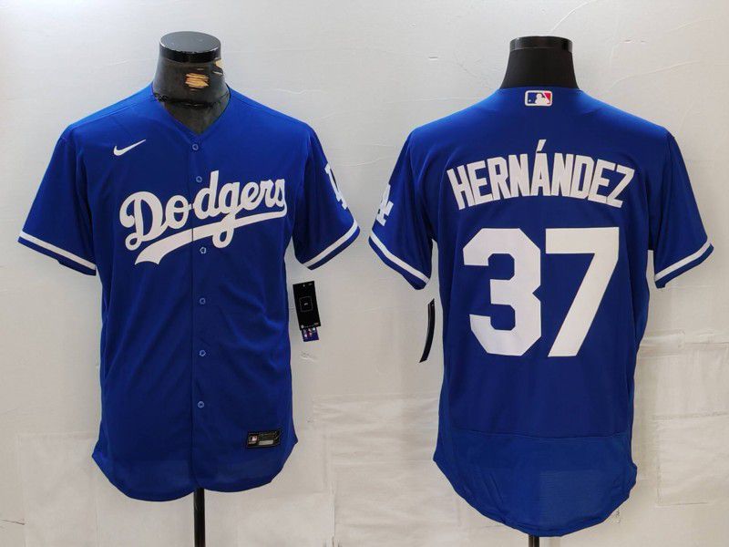 Men Los Angeles Dodgers #37 Hernandez Blue Nike Elite 2024 MLB Jersey style 726